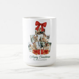 Mug Elégante aquarelle Bow rouge famille sapin de Noël