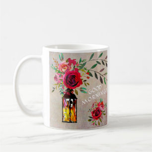 Mug Elégante aquarelle florale Magenta