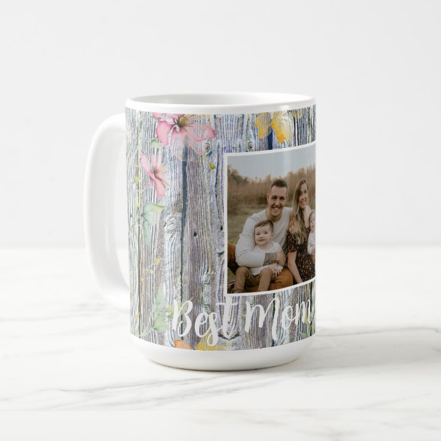 Mug Elégante aquarelle orange fleur sauvage en bois d' (Devant gauche)