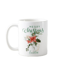 Elégante aquarelle rouge florale | Joyeux Noël