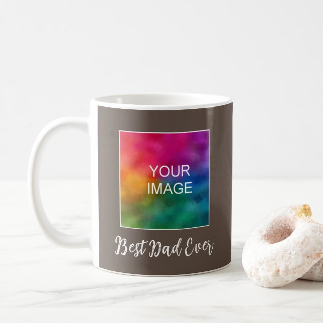 Mug Élégante calligraphie Brown moderne Meilleur papa  (Avec donut)