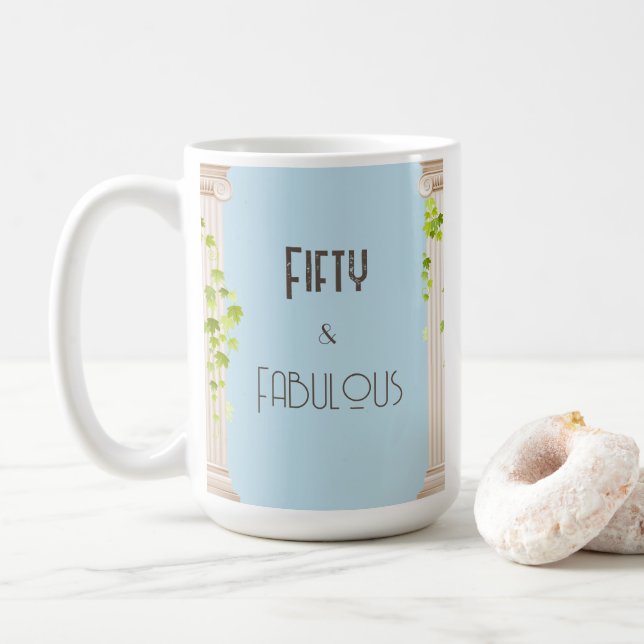 Mug Elégante Cinquante Fabuleux Anniversaire Grec Thèm (Avec donut)