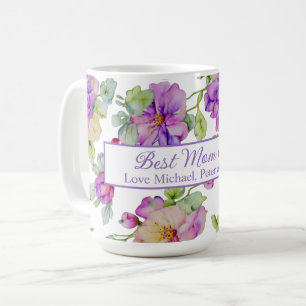 Mug Elégante couleur violet de l'aquarelle fleurie Bes