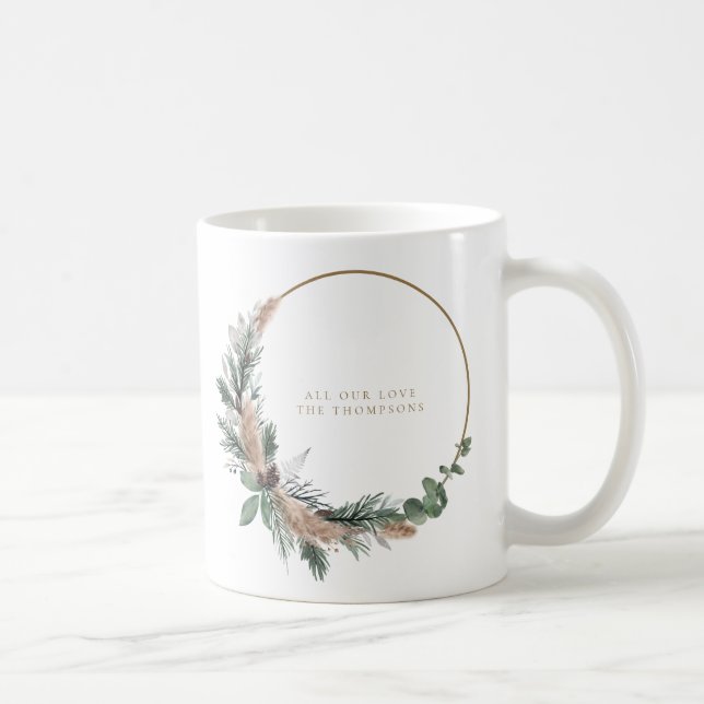 Mug Elégante couronne de Noël Eucalyptus Pampas Grass (Droite)
