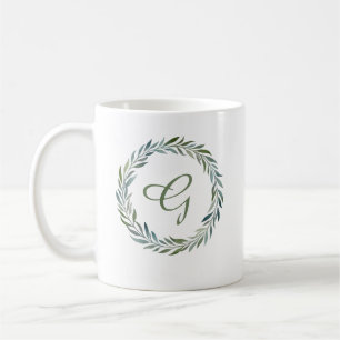 Mug Élégante couronne végétale Monogramme