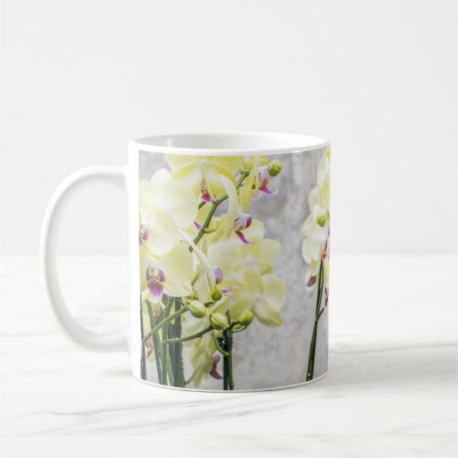 Mug Elégante Crème Romantique & Orchidées Lilac (Gauche)