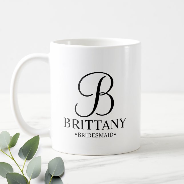 Mug Élégante demoiselle d'honneur personnalisée en noi (Créateur téléchargé)