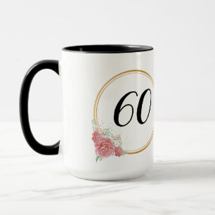Mug Elégante et moderne aquarelle Florale 60e annivers