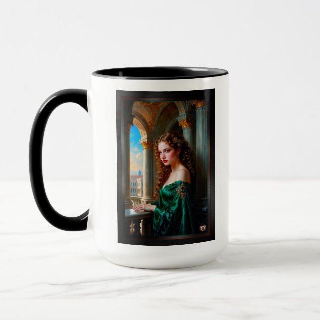 Mug Élégante femme de la Renaissance en robe verte (Gauche)