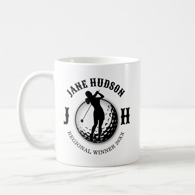 Mug Elégante femme Golf Monogramme Design (Gauche)