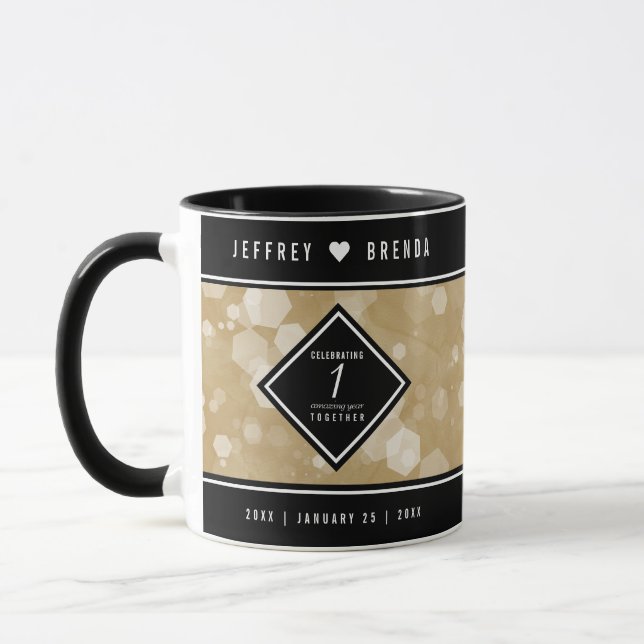 Mug Élégante fête du 1er anniversaire du Mariage de pa (Gauche)