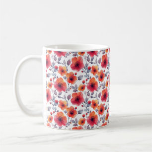 Mug Élégante Fille Chic Design Moderne Fleurs Rouges