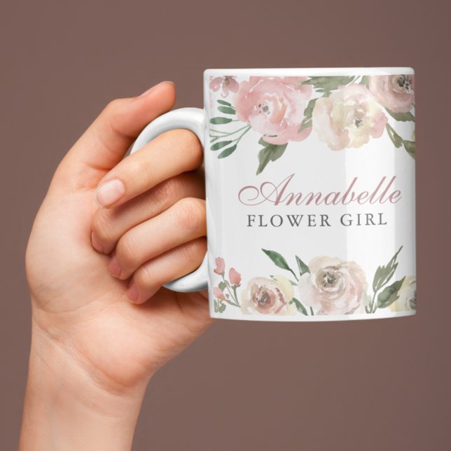 Mug Élégante Fille Fleur Personnalisée Rose Rose Rose  (Créateur téléchargé)