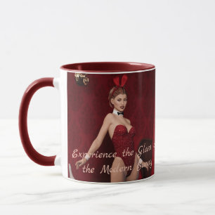 Mug Élégante fille lapin sur le rideau de velours roug