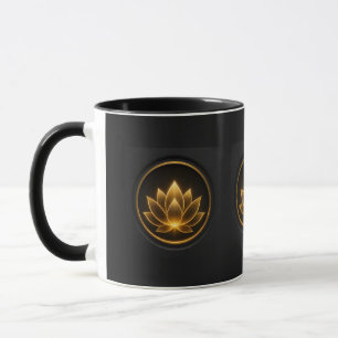 Mug Élégante Fleur de Lotus Dorée Lumineuse sur Fond S