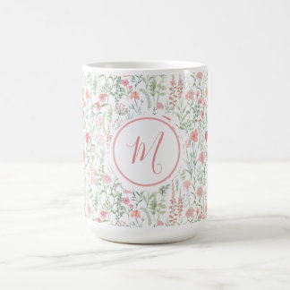 Mug Élégante Fleur Sauvage Rose Vert Personnalisée