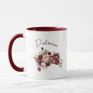 Mug Elégante Fleurs Bourgogne