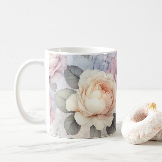 Mug Élégante floraison Rose (Avec donut)