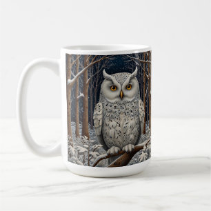 Mug Élégante forêt d'hiver de chouette blanche boho