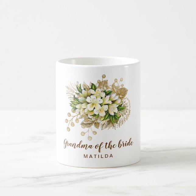 Mug Élégante grand-mère florale or moderne de la marié (Centre)