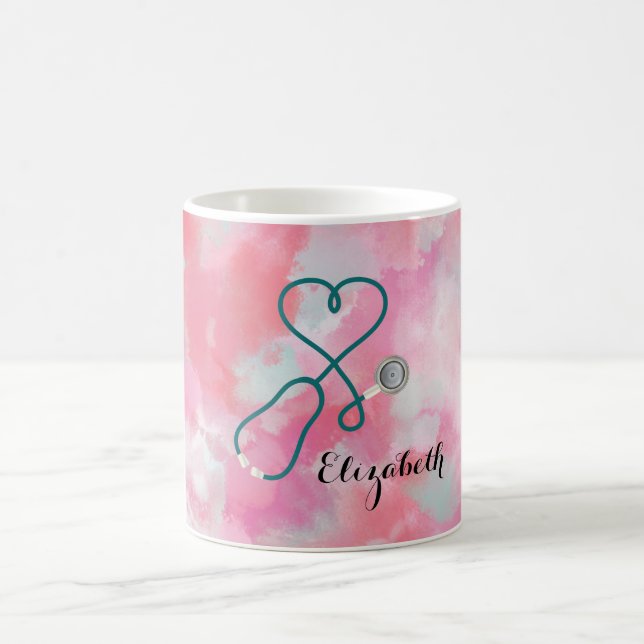 Mug Élégante infirmière en aquarelle rose (Centre)