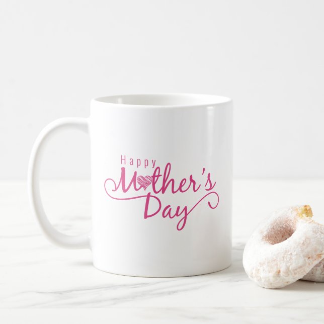 Mug Élégante Joyeuse Fête des Mères Calligraphie Café  (Avec donut)