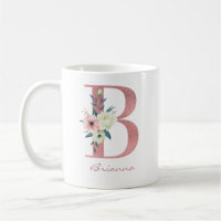 Élégante lettre florale B Bouquet rose et ivoire