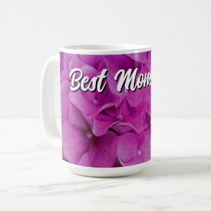 Mug Elégante magenta rose hydrangée florale roses