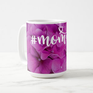 Mug Elégante magenta rose hydrangée florale roses