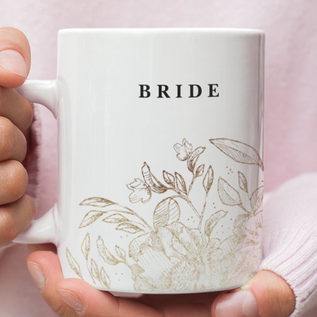 Mug Élégante Main dessinée Botanique Mariée de la fête (Créateur téléchargé)