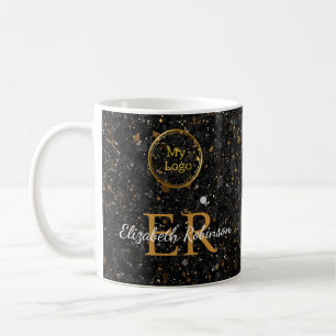 Mug Élégante parties scintillant en or noir logo d'ent