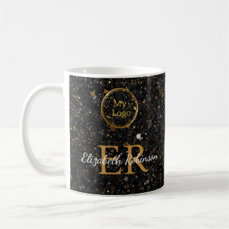 Mug Élégante parties scintillant en or noir logo d'ent