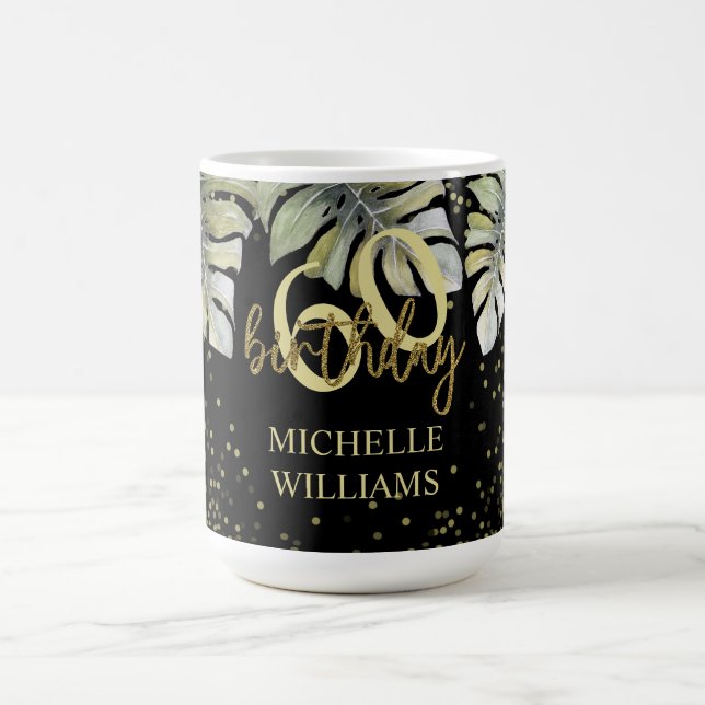 Mug Elégante Parties scintillant Gold Palm Calligraphi (Centre)