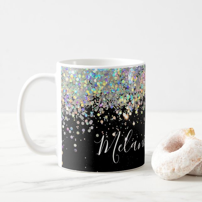 Mug Elégante Parties scintillant holographique Nom per (Avec donut)