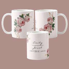 Mug Elégante Parties scintillant or Mariage floral ros