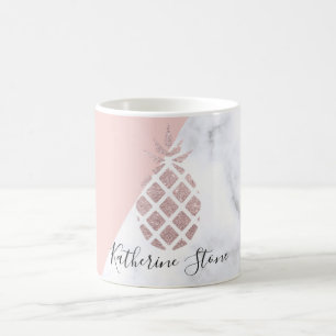 Mug Élégante parties scintillant rose en or en marbre 
