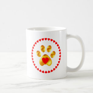 Mug Élégante patte dorée avec les coeurs