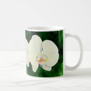 Mug Elégante peinture d'orchidée tropicale blanche