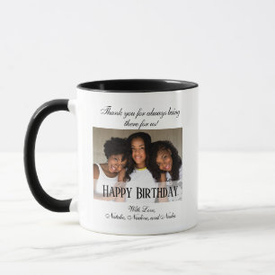 Mug Elégante photo personnalisée Joyeux café d'anni