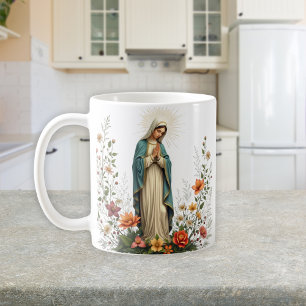 Mug Élégante prière de la Vierge Catholique Florale
