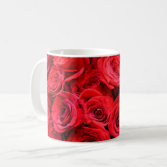 Mug Élégante Roses rouges rouge floral (Devant gauche)