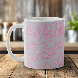 Mug Elégante toile rose vintage de jouy