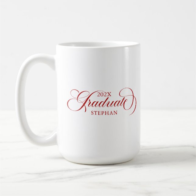 Mug Élégante typographie de script rouge (Gauche)