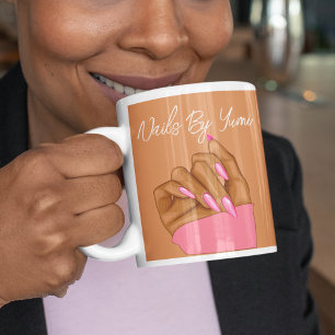 Mug Élégante typographie Hot Rose Nails Beauté Salon
