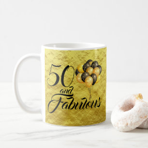 Mug Élégante typographie noir de l'huile d'or du 50e a