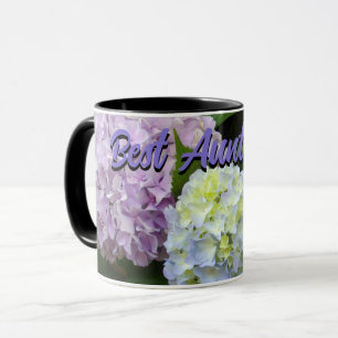 Mug Élégante violet rose fleurs bleu meilleur Tante ja