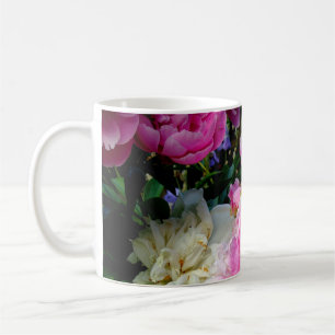 Mug Élégantes pivoines florales roses et blanches phot