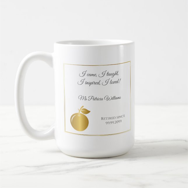 Mug Élégants Enseignants Golden Pastel Retraite Party (Gauche)