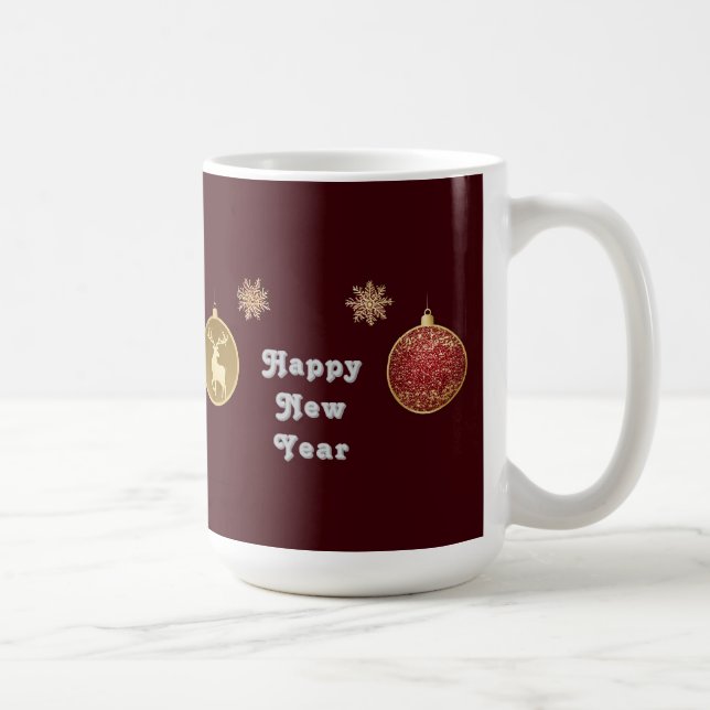 Mug Élégants ornements de Noël avec rennes (Droite)