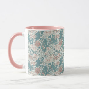 Mug Élégants ventilateurs victoriens vintage Fleurs de